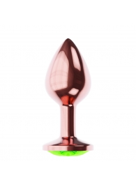 Пробка цвета розового золота с лаймовым кристаллом Diamond Emerald Shine S - 7,2 см. - Lola Games - купить с доставкой в Чебоксарах