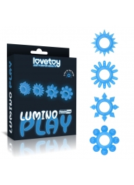 Набор из 4 голубых, светящихся в темноте эрекционных колец Lumino Play - Lovetoy - в Чебоксарах купить с доставкой