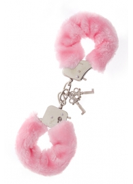 Металлические наручники с розовой меховой опушкой METAL HANDCUFF WITH PLUSH PINK - Dream Toys - купить с доставкой в Чебоксарах