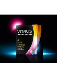 Цветные ароматизированные презервативы VITALIS PREMIUM color   flavor - 3 шт. - Vitalis - купить с доставкой в Чебоксарах