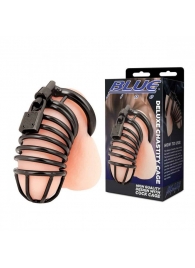 Черная металлическая клетка с замком Deluxe Chastity Cage - BlueLine - купить с доставкой в Чебоксарах