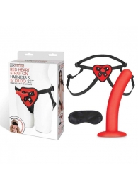 Красный поясной фаллоимитатор Red Heart Strap on Harness   5in Dildo Set - 12,25 см. - Lux Fetish - купить с доставкой в Чебоксарах