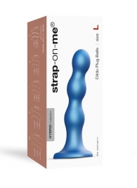 Голубая насадка Strap-On-Me Dildo Plug Balls size L - Strap-on-me - купить с доставкой в Чебоксарах