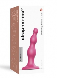 Розовая насадка Strap-On-Me Dildo Plug Beads size S - Strap-on-me - купить с доставкой в Чебоксарах