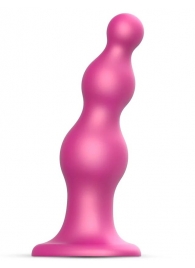 Розовая насадка Strap-On-Me Dildo Plug Beads size S - Strap-on-me - купить с доставкой в Чебоксарах