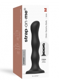 Черная насадка Strap-On-Me Dildo Geisha Balls size M - Strap-on-me - купить с доставкой в Чебоксарах