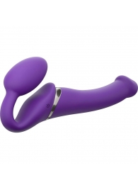 Фиолетовый безремневой вибрострапон Vibrating Bendable Strap-On - size L - Strap-on-me - купить с доставкой в Чебоксарах