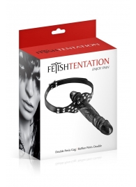 Черный кляп-фаллоимитатор Double Penis Gag - Fetish Tentation - купить с доставкой в Чебоксарах