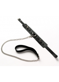 Черный ошейник с шипами и поводком - Crazy Handmade - купить с доставкой в Чебоксарах