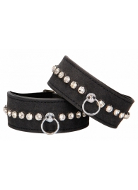 Черные наручники Diamond Studded Wrist Cuffs - Shots Media BV - купить с доставкой в Чебоксарах