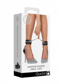 Черные поножи Diamond Studded Ankle Cuffs - Shots Media BV - купить с доставкой в Чебоксарах