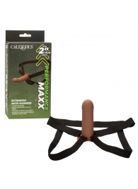 Коричневый фаллопротез из силикона Extension with Harness - 15,75 см. - California Exotic Novelties - купить с доставкой в Чебоксарах