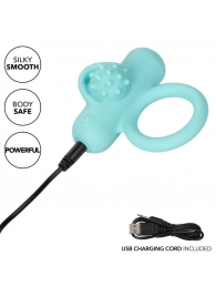 Аквамариновое эрекционное виброкольцо Silicone Rechargeable Nubby Lover’s Delight - California Exotic Novelties - в Чебоксарах купить с доставкой