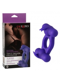 Фиолетовое эрекционное виброкольцо с двумя моторами Silicone Rechargeable Triple Orgasm Enhancer - California Exotic Novelties - в Чебоксарах купить с доставкой