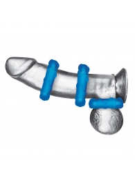 Комплект из трех голубых эрекционных колец 3-Pack Ribbed Rider Cock Ring Set - BlueLine - в Чебоксарах купить с доставкой