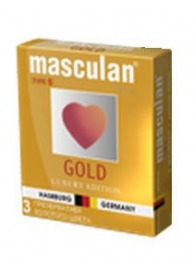 Презервативы Masculan Ultra Gold с золотым напылением и ароматом ванили - 3 шт. - Masculan - купить с доставкой в Чебоксарах