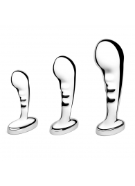 Набор из 3 стальных стимуляторов простаты Stainless Steel P-spot Training Set - b-Vibe - в Чебоксарах купить с доставкой