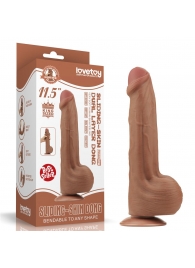 Коричневый фаллоимитатор 11.5 King Sized Sliding Skin Dual Layer Dong - 29 см. - Lovetoy