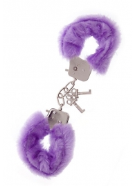 Фиолетовые меховые наручники METAL HANDCUFF WITH PLUSH LAVENDER - Dream Toys - купить с доставкой в Чебоксарах