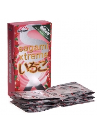 Презервативы Sagami Xtreme Strawberry c ароматом клубники - 10 шт. - Sagami - купить с доставкой в Чебоксарах