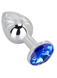 Анальное украшение BUTT PLUG  Small с синим кристаллом - 7 см. - Anal Jewelry Plug - купить с доставкой в Чебоксарах