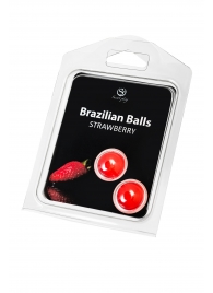 Набор из 2 шариков с массажным маслом Brazilian Balls с ароматом клубники - Secret Play - купить с доставкой в Чебоксарах