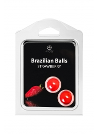 Набор из 2 шариков с массажным маслом Brazilian Balls с ароматом клубники - Secret Play - купить с доставкой в Чебоксарах