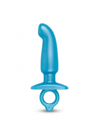 Голубая анальная пробка для массажа простаты Hither Silicone Prostate Plug - 14,3 см. - b-Vibe - в Чебоксарах купить с доставкой