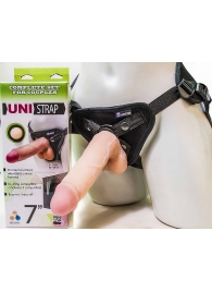 Страпон-унисекс с двумя насадками UNI strap 7  Harness - 19 и 16 см. - LOVETOY (А-Полимер) - купить с доставкой в Чебоксарах