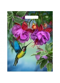 Пакет с принтом в виде колибри в цветах с вырубной ручкой (31х40 см) - Сима-Ленд - купить с доставкой в Чебоксарах