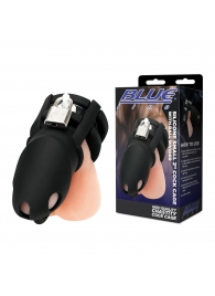 Черная клетка для пениса Silicone Small 2 in Cock Cage With Ball Divider - BlueLine - купить с доставкой в Чебоксарах