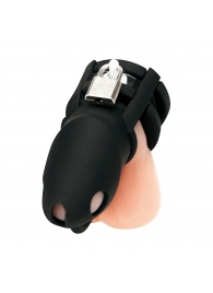 Черная клетка для пениса Silicone Small 2 in Cock Cage With Ball Divider - BlueLine - купить с доставкой в Чебоксарах