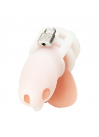 Белая клетка для пениса Silicone Small 2 in Cock Cage With Ball Divider - BlueLine - купить с доставкой в Чебоксарах