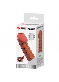 Телесная открытая насадка на пенис с бугорками - 19,8 см. - Baile - в Чебоксарах купить с доставкой