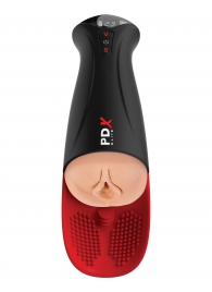 Телесный мастурбатор-вагина в черной колбе с вибрацией Fuck-O-Matic Pro XL - Pipedream - в Чебоксарах купить с доставкой