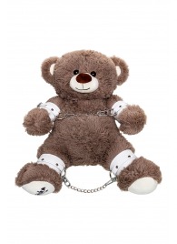 Бондажный набор: бурый мишка с белыми оковами и наручниками - Pecado - купить с доставкой в Чебоксарах