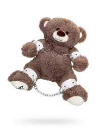 Бондажный набор: бурый мишка с белыми оковами и наручниками - Pecado - купить с доставкой в Чебоксарах