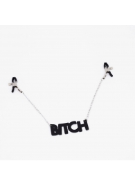 Зажимы на соски с кожаной подвеской Bitch - Crazy Handmade - купить с доставкой в Чебоксарах