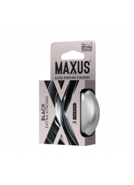 Черные утолщенные презервативы MAXUS Extra Strong с железным кейсом - 3 шт. - Maxus - купить с доставкой в Чебоксарах