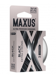 Черные утолщенные презервативы MAXUS Extra Strong с железным кейсом - 3 шт. - Maxus - купить с доставкой в Чебоксарах