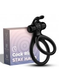 Черное эрекционное виброкольцо с подхватом мошонки Stay Hard - Boys of Toys - в Чебоксарах купить с доставкой