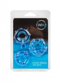 Набор из 3 синих эрекционных колец с различным рельефом - Erowoman-Eroman - в Чебоксарах купить с доставкой