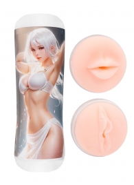 Двусторонний мастурбатор в колбе аниме - вагина и ротик - Tokyo Style - в Чебоксарах купить с доставкой Двусторонний мастурбатор в колбе аниме - вагина и ротик - Tokyo Style - в Чебоксарах купить с доставкой