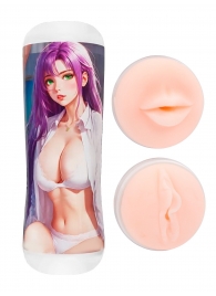 Двусторонний мастурбатор аниме - ротик и вагина - Tokyo Style - в Чебоксарах купить с доставкой Двусторонний мастурбатор аниме - ротик и вагина - Tokyo Style - в Чебоксарах купить с доставкой