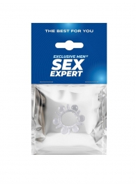 Прозрачное эрекционное кольцо с шариками и шипами - Sex Expert - в Чебоксарах купить с доставкой