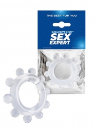 Прозрачное эрекционное кольцо со стимулирующими шариками - Sex Expert - в Чебоксарах купить с доставкой