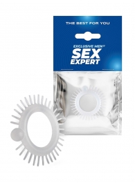 Эластичное эрекционное кольцо с шипиками и шариком - Sex Expert - в Чебоксарах купить с доставкой