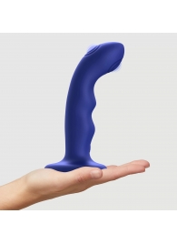 Синяя насадка-стимулятор Strap-On-Me Tapping Dildo Wave - Strap-on-me - купить с доставкой в Чебоксарах