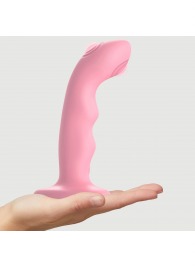 Розовая насадка-стимулятор Strap-On-Me Tapping Dildo Wave - Strap-on-me - купить с доставкой в Чебоксарах