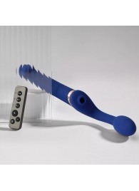 Синий безремневой страпон Multi Orgasm Bendable Strap-On size L с клиторальной стимуляцией - Strap-on-me - купить с доставкой в Чебоксарах